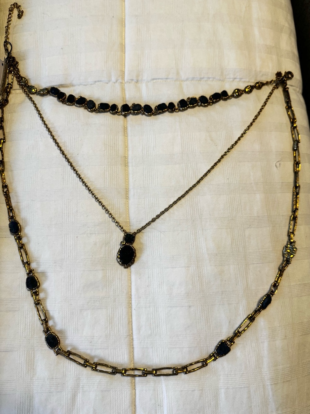 White House Black Market Black and Gold Layered Necklace Set